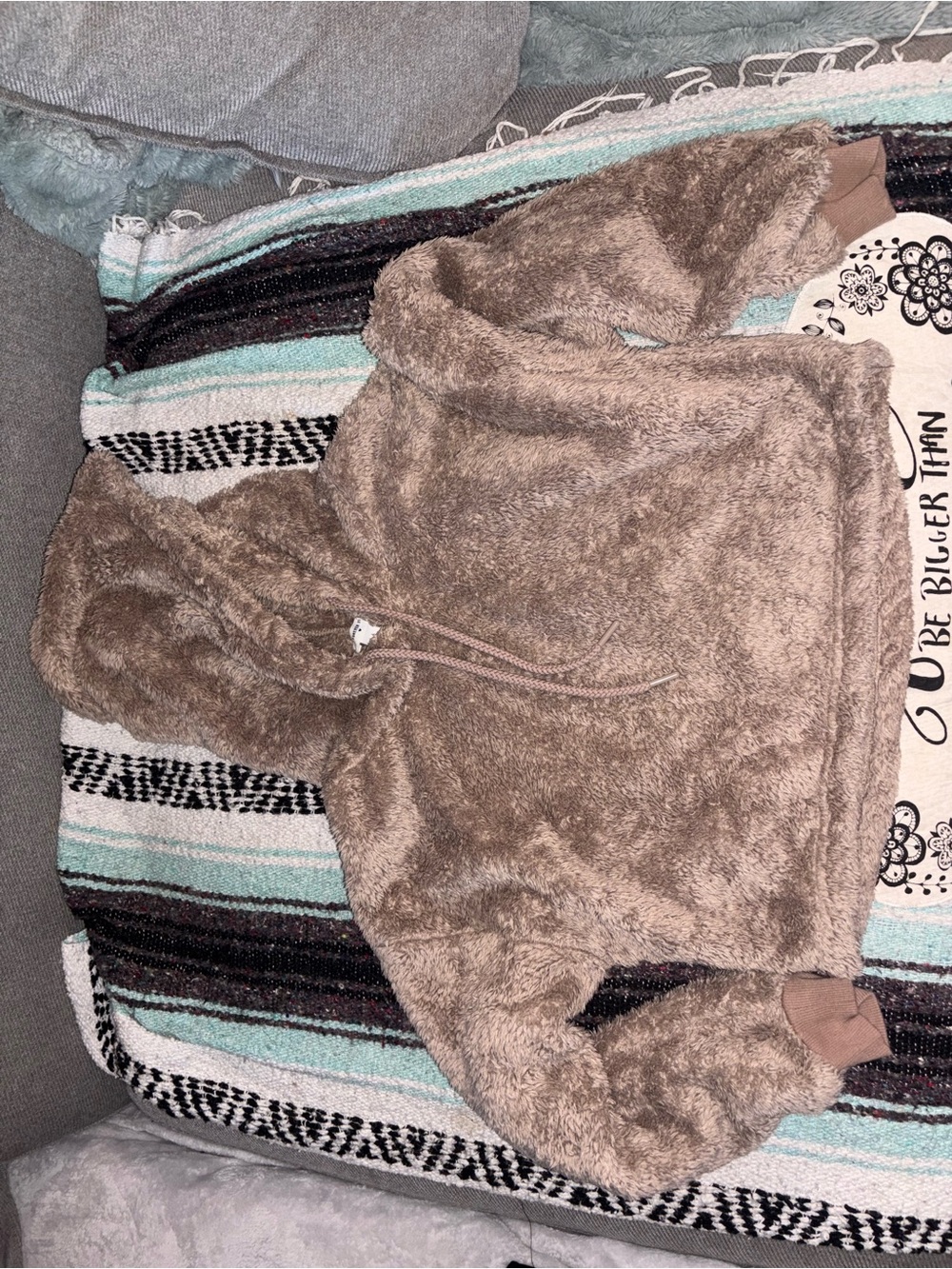 Forever 21 Plush Hooded Pullover Sweater - Taupe